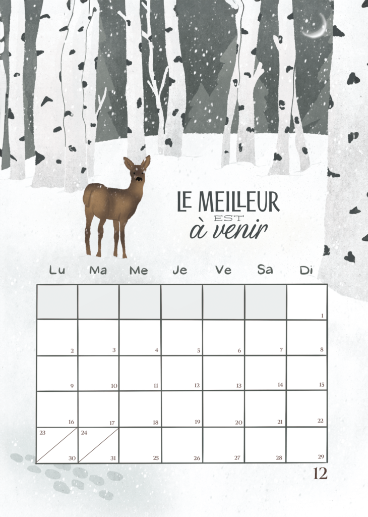 calendrier de bureau décembre