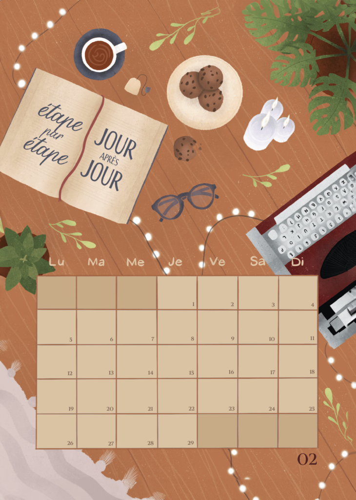 calendrier de bureau février