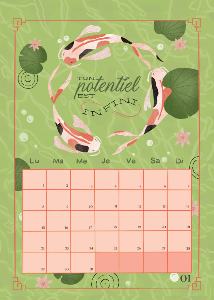 calendrier de bureau janvier