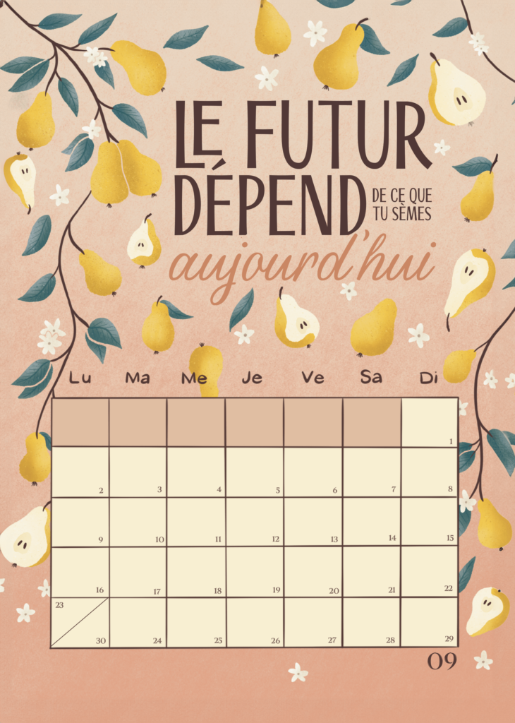 calendrier de bureau septembre