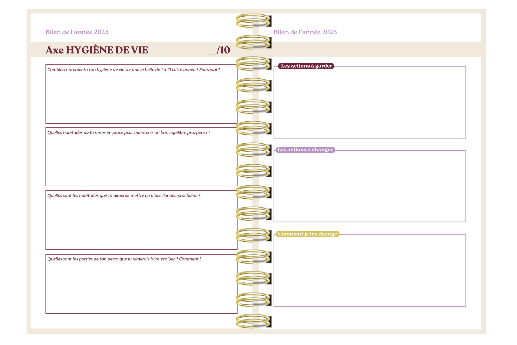 bilan de l'année avec l'agenda de l'entrepreneur