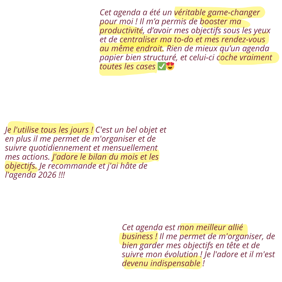 avis clients sur l'agenda de l'entrepreneur
