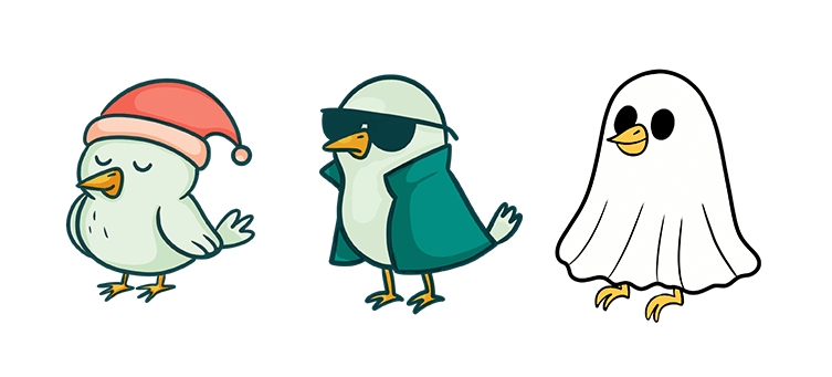 Dessins-mascottes réalisés pour la com du Studio