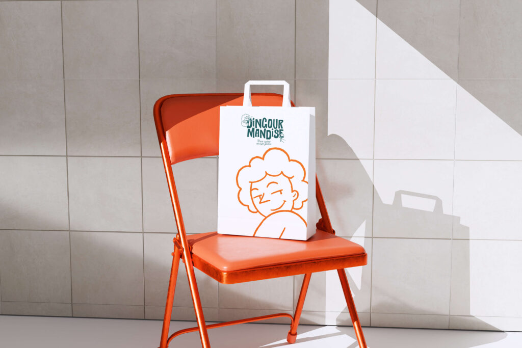 packaging personnalisé avec l'identité visuelle de Dingourmandise