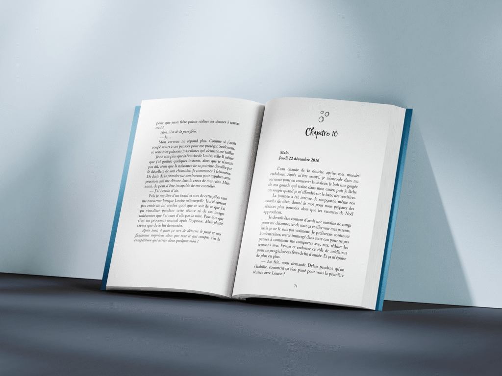 Mise en page du roman Nager vers toi de Barbara Laine